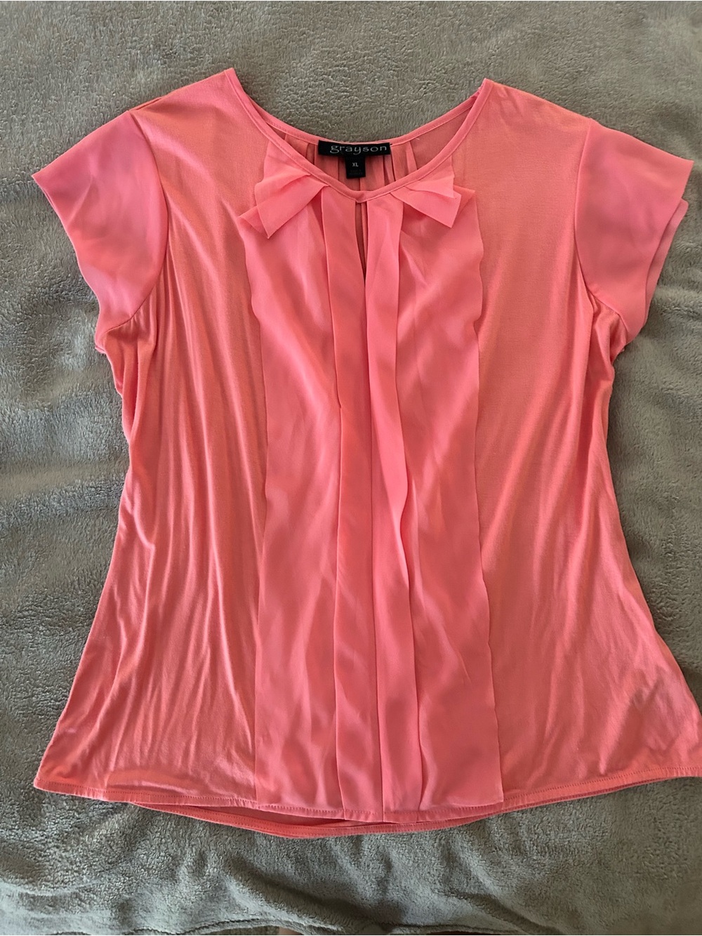 Grayson Pink Bow-Front Short Sleeve Blouse